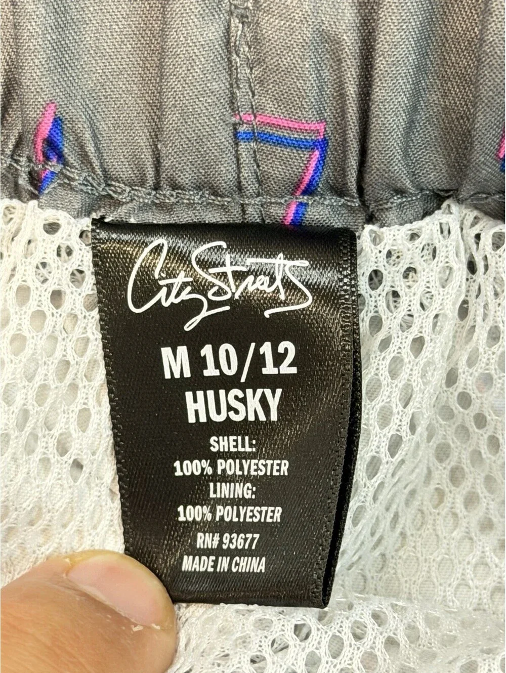 City Streets Boys Lightning Bolt Swim Trunks Gray M 10/12 Husky
